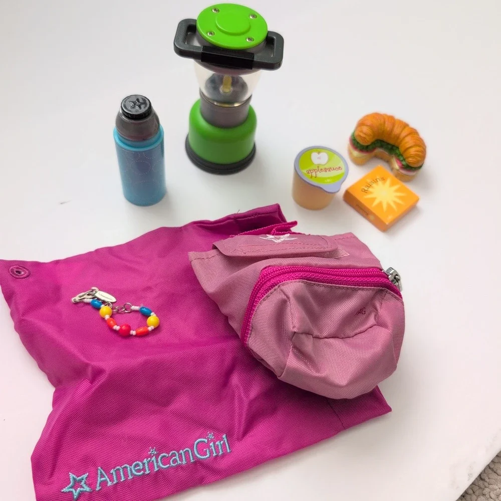 American Girl Doll Camping Adventure Set Lantern Water Bottle Backpack Food 8-pc